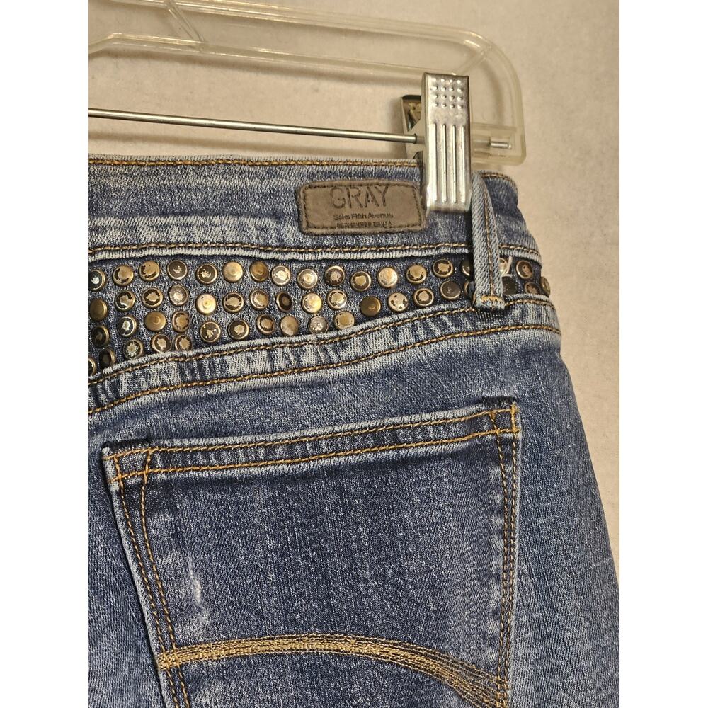GRAY Saks Fifth Avenue Studded Skinny Jeans Medium Wash Distressed Women's - Picture 10 of 16